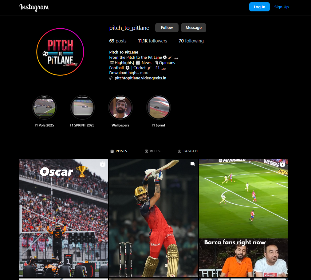 Pitch To Pitlane Instagram snap